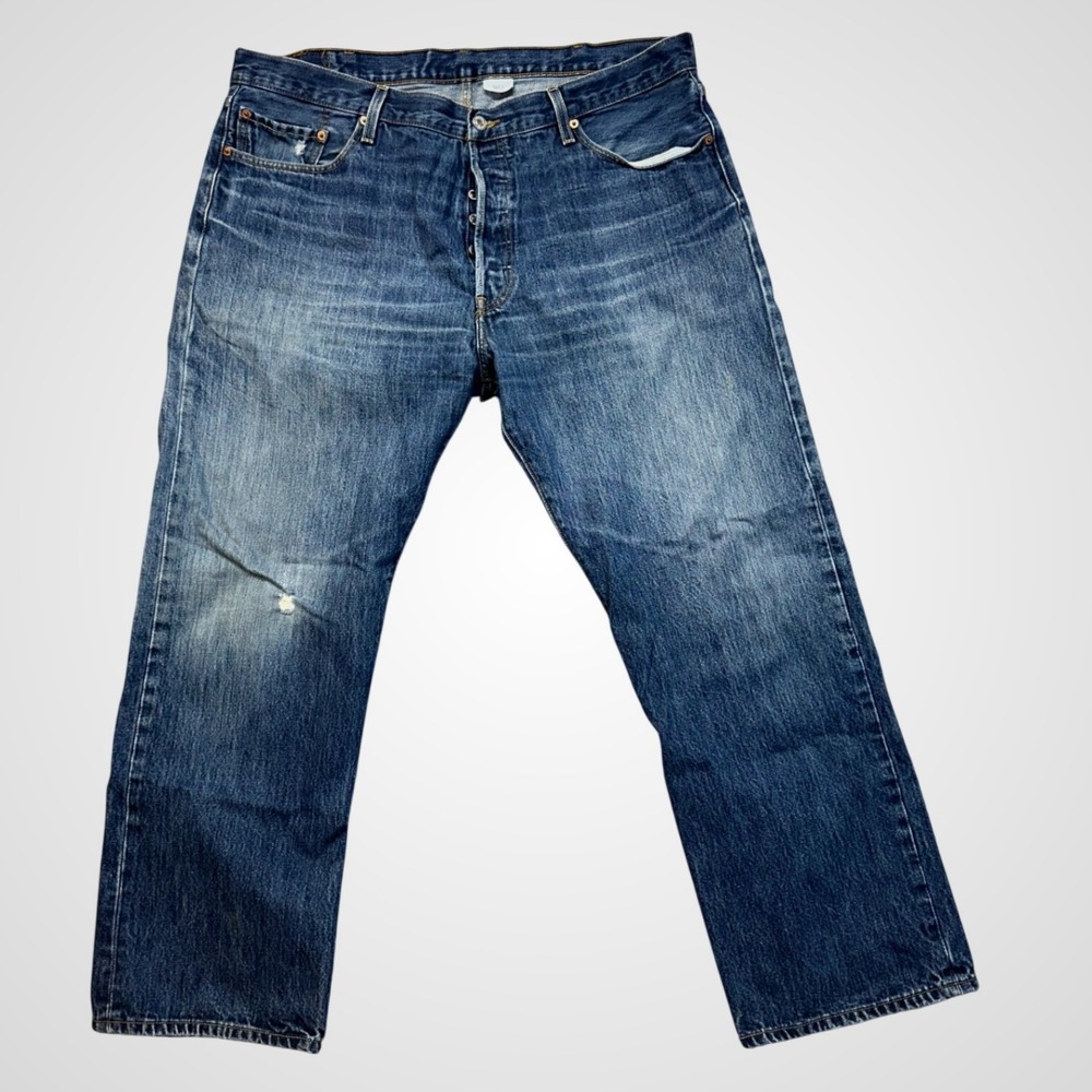 Levi's Men's Straight Jeans - Distressed Dark Blue